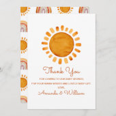 水の色サンシャインベビーシャワーありがとう サンキューカード (正面/裏面)