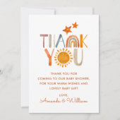 水の色サンシャインレインボーありがとう赤ちゃんシャワー サンキューカード (正面)