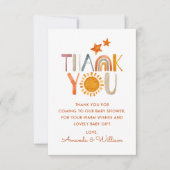 水の色サンシャインレインボーありがとう赤ちゃんシャワー サンキューカード (正面)