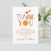 水の色サンシャインレインボーありがとう赤ちゃんシャワー サンキューカード (スタンド正面)