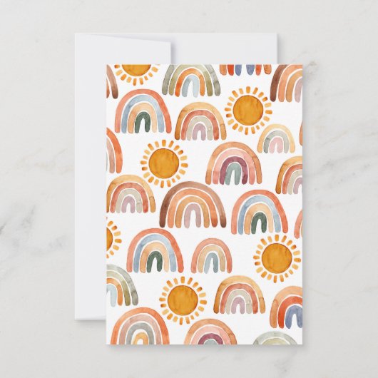 水の色サンシャインレインボーありがとう赤ちゃんシャワー サンキューカード (裏面)