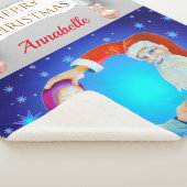 水の色サンタクロースお洒落メリークリスマス シェルパブランケット (3/4)