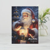 水の色サンタクロースとクリスマスランタン シーズンカード (スタンド正面)