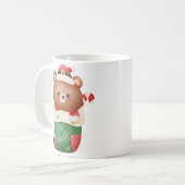 水の色サンタテディベアクリスマスストッキング コーヒーマグカップ (正面左)
