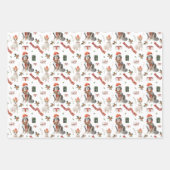 水の色サンタドッグパピークリスマスツリークリスマス ラッピングペーパーシート (正面)