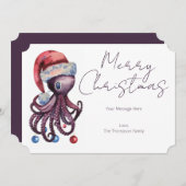 水の色サンタハットを着たクリスマスタコ シーズンカード (正面/裏面)