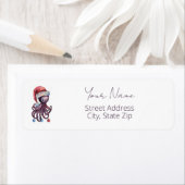 水の色サンタハットを着たクリスマスタコ ラベル (インサイチュ)