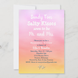 水の色サンディ足指リハーサルディナーサンセット 招待状