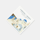 水の色サントリーニギリシャ島 スタンダードカクテルナプキン (角)