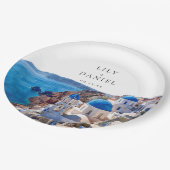 水の色サントリーニギリシャ目的地の結婚式 ペーパープレート (アングル)