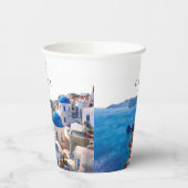 水の色サントリーニギリシャ目的地の結婚式 紙コップ (左)
