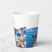 水の色サントリーニギリシャ目的地の結婚式 紙コップ (右)
