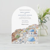 水の色サントリーニギリシャ結婚スカイライン 招待状 (スタンド正面)