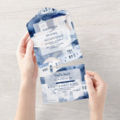 水の色サントリーニデスティネーションウェディング オールインワン招待状 (貼ってはがせる)