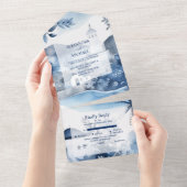 水の色サントリーニデスティネーションウェディング オールインワン招待状 (貼ってはがせる)