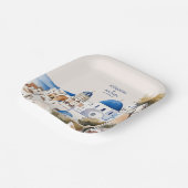 水の色サントリーニデスティネーションウェディング ペーパープレート (傾斜あり)