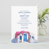 水の色サントリーニデスティネーションギリシャ結婚ズ 招待状 (スタンド正面)