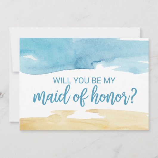 水の色サンド&海あなたは私のメイド・オブ・オーナー(花嫁付き添い人) 招待状 (正面)