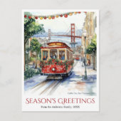 水の色サンフランシスコのクリスマストラベル シーズンポストカード (正面)