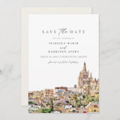 水の色サンミゲルメキシコ日付を保存 招待状 (正面/裏面)