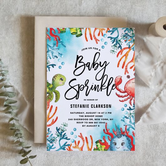 水の色ザシーフレンズベビー散水 招待状