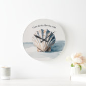 水の色シェルウォールクロック – 穏やかな沿岸スタイル ラージ壁時計 (ホーム)