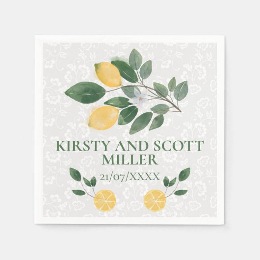 水の色シチリアレモ結婚ンス スタンダードカクテルナプキン (正面)