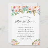 水の色シックフローラ結婚のリハーサルディナー 招待状 (正面)