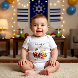 水の色シャナトバと蜂蜜の瓶 ベビーボディスーツ