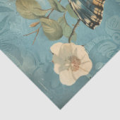 水の色シャビーシックなネイビーバタフライ&バラ 薄葉紙 (詳細)