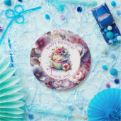 水の色シャビーシックフローラ パーソナライズされた ペーパープレート (パーティー)