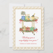 水の色シャンパンバーカート新年の写真 シーズンカード (正面)