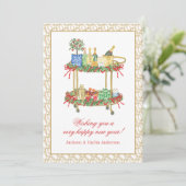 水の色シャンパンバーカート新年の写真 シーズンカード (スタンド正面)