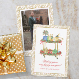 水の色シャンパンバーカート新年の写真 シーズンカード