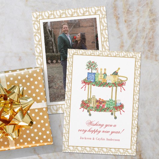 水の色シャンパンバーカート新年の写真 シーズンカード