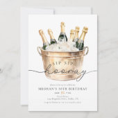 水の色シャンパーニュsipホレイバースデーパーティー 招待状 (正面)