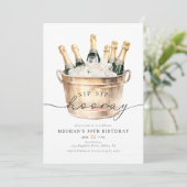 水の色シャンパーニュsipホレイバースデーパーティー 招待状 (スタンド正面)