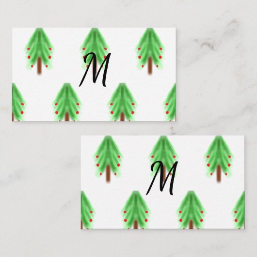 水の色シンプルクリスマスのパターン追加モノグラム エンクロージャーカード (正面/裏面)