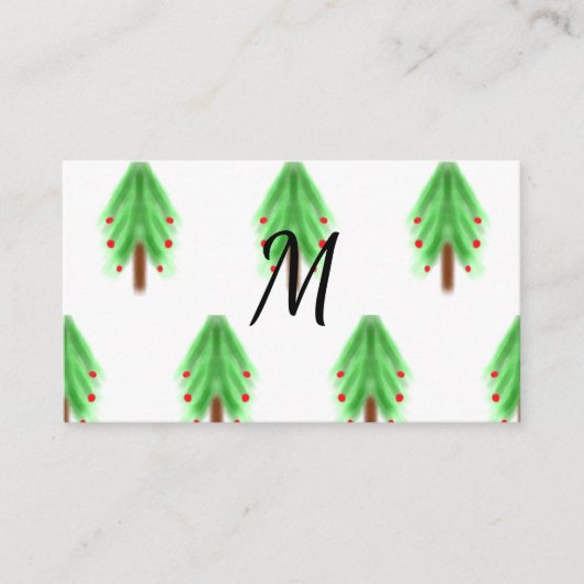 水の色シンプルクリスマスのパターン追加モノグラム エンクロージャーカード (正面)