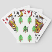 水の色シンプルクリスマスのパターン追加モノグラム トランプ (裏面)