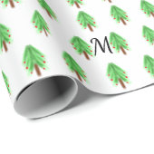 水の色シンプルクリスマスのパターン追加モノグラム  ラッピングペーパー (ロールコーナー)