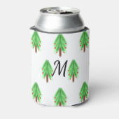 水の色シンプルクリスマスのパターン追加モノグラム 缶クーラー (缶裏面)