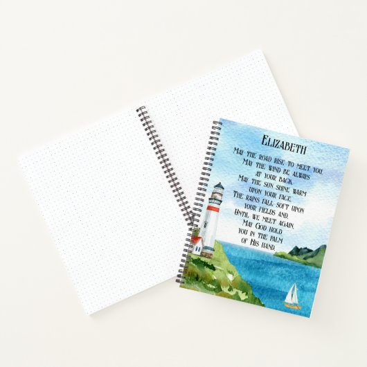 水の色シーアイリッシュ賛美の詩のギフト遠くに行く ノートブック (内部)