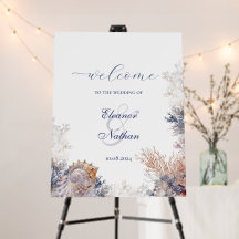 水の色シーシェルのサンゴ結婚のウェルカムサイン