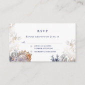 水の色シーシェルコーラルサマーウェディングRSVP エンクロージャーカード (正面)