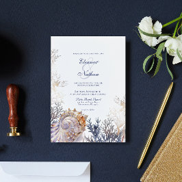 水の色シーシェルコ結婚ラル 招待状