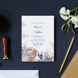 水の色シーシェルコ結婚ラル 招待状