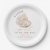 水の色シーシェルパールベビーシャワー ペーパープレート (正面)