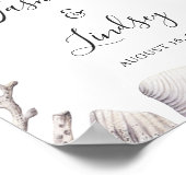 水の色シーシェルビーチ結婚式ウェルカムサイン ポスター (角)