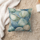 水の色シーシェルブルーベージュコースト クッション (ブランケット)